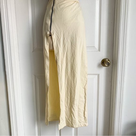Cream Maxi Skirt with High Slit - Picture 2 of 5